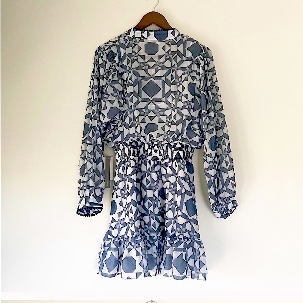 Anthropologie Shoshanna Smocked Waist Geometric Print Tiered Mini Dress NWT 10 - Picture 4 of 10